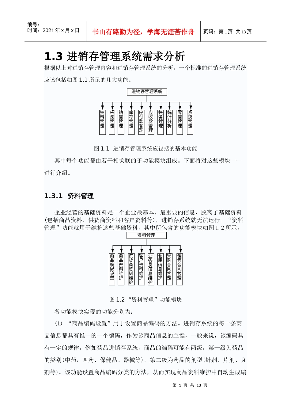需求分析范文(进销存系统)_第1页