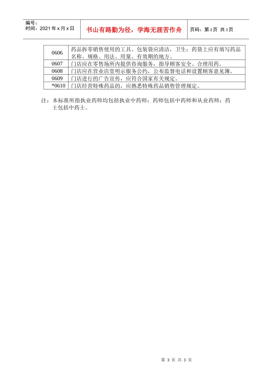 眉山市开办药品零售连锁门店验收标准_第3页