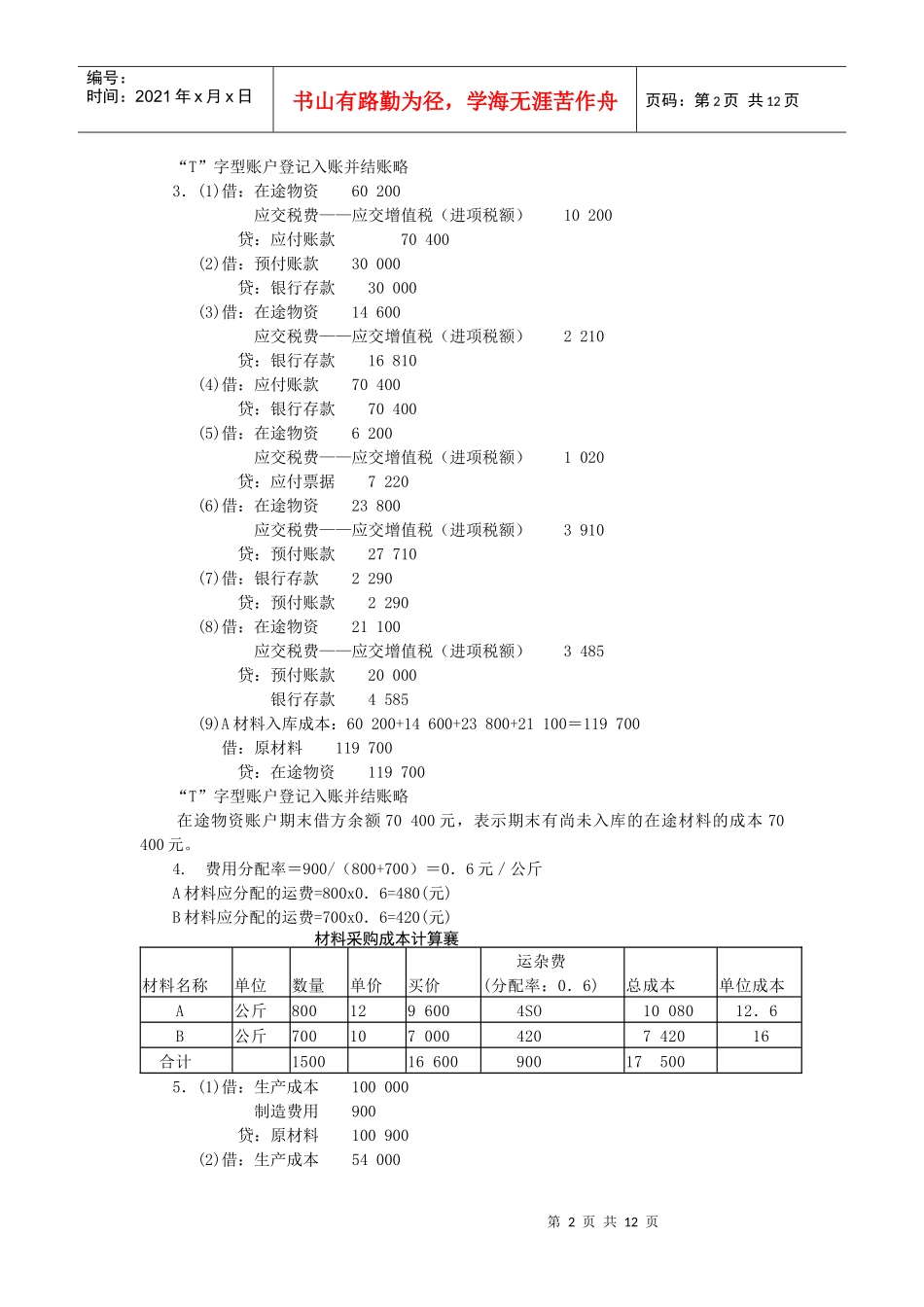 第五章 制造业主要经济业务的核算及成本计算_第2页