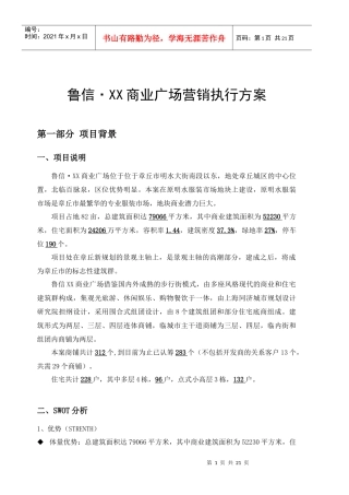 章丘市鲁信XX商业广场营销执行方案（DOC19）