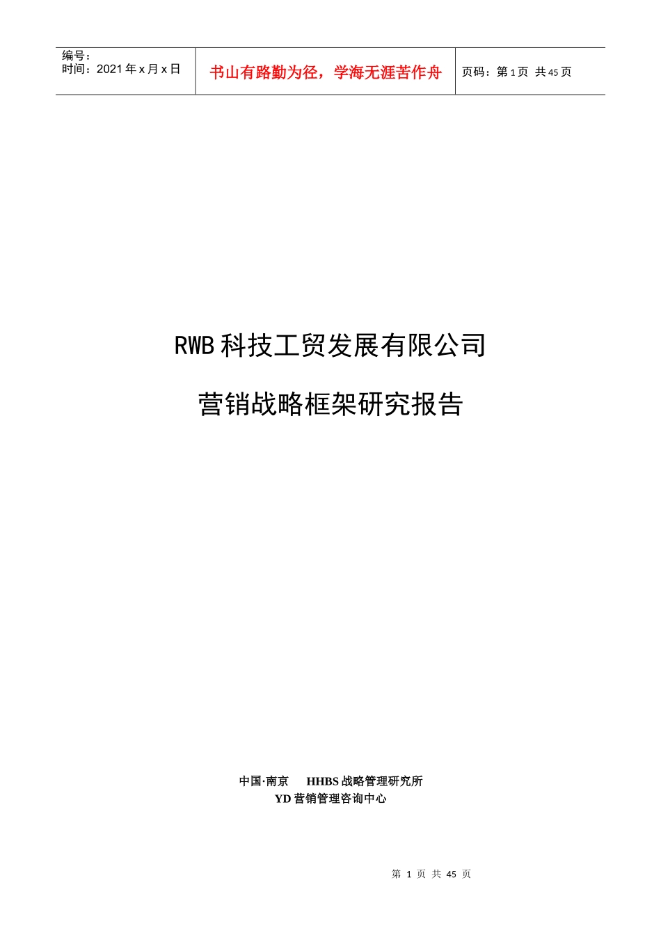 营销战略框架研究报告_第1页