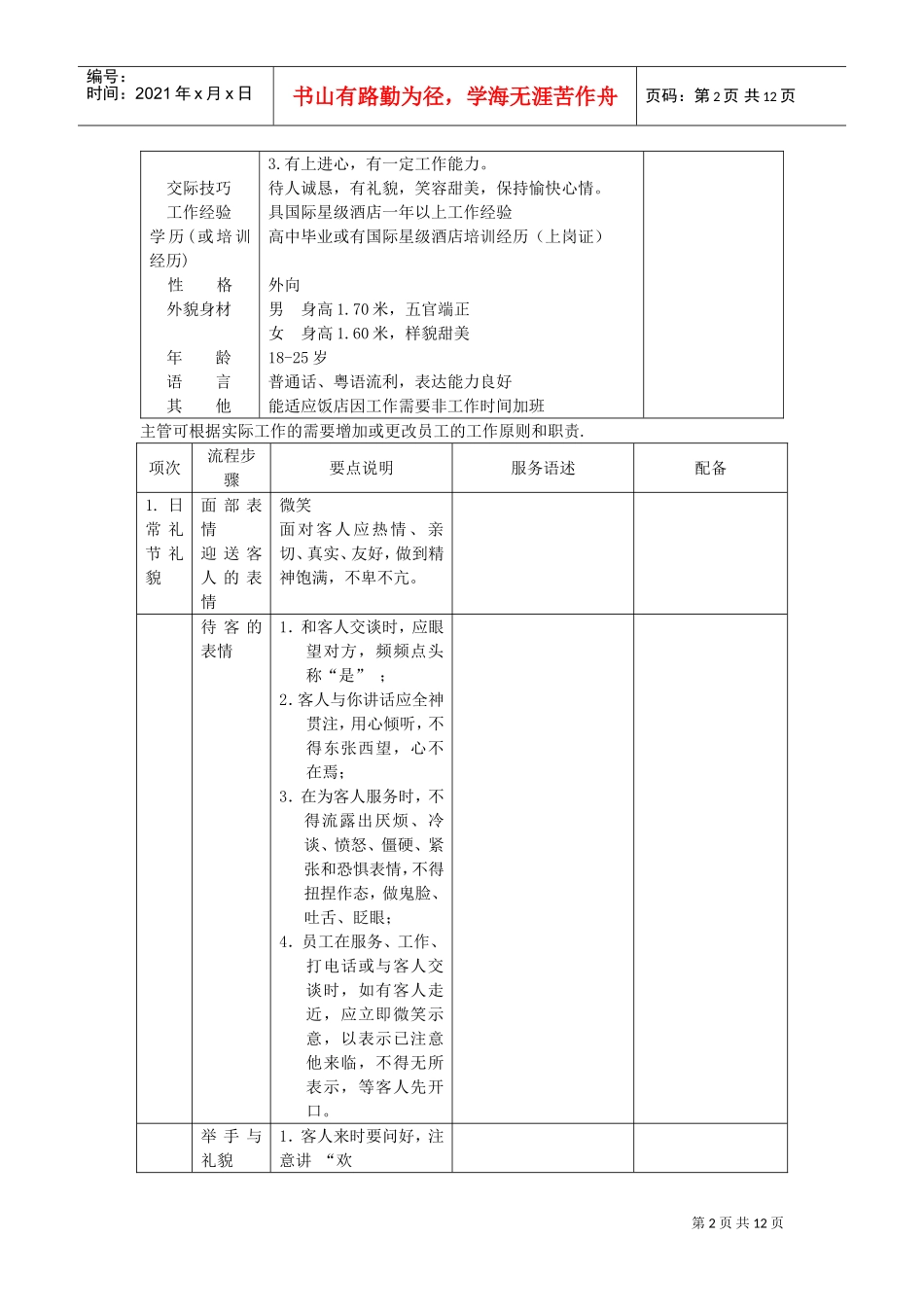 酒店粤菜厅服务员日常工作流程_第2页