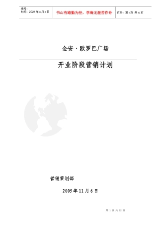 某广场开业阶段营销计划