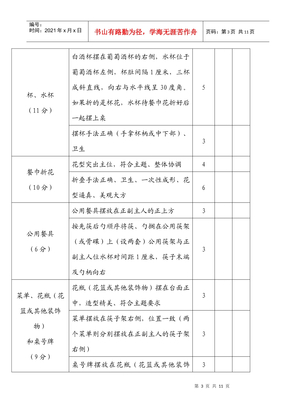 餐饮服务技能大赛中餐摆台规则和评分标准_第3页