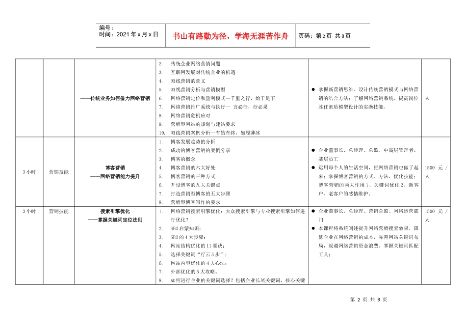 石建鹏网络营销课程体系_第2页