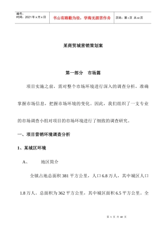 某商贸城营销策划案