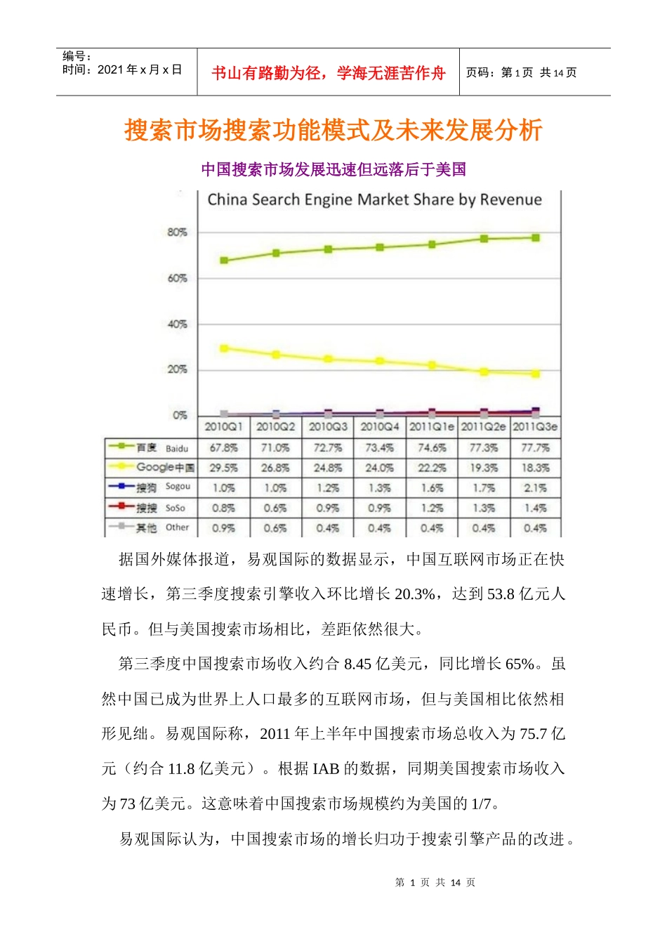 搜索市场搜索功能模式及未来发展分析_第1页