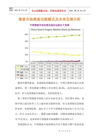 搜索市场搜索功能模式及未来发展分析