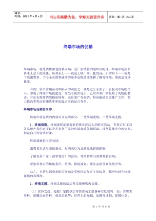 终端市场的促销