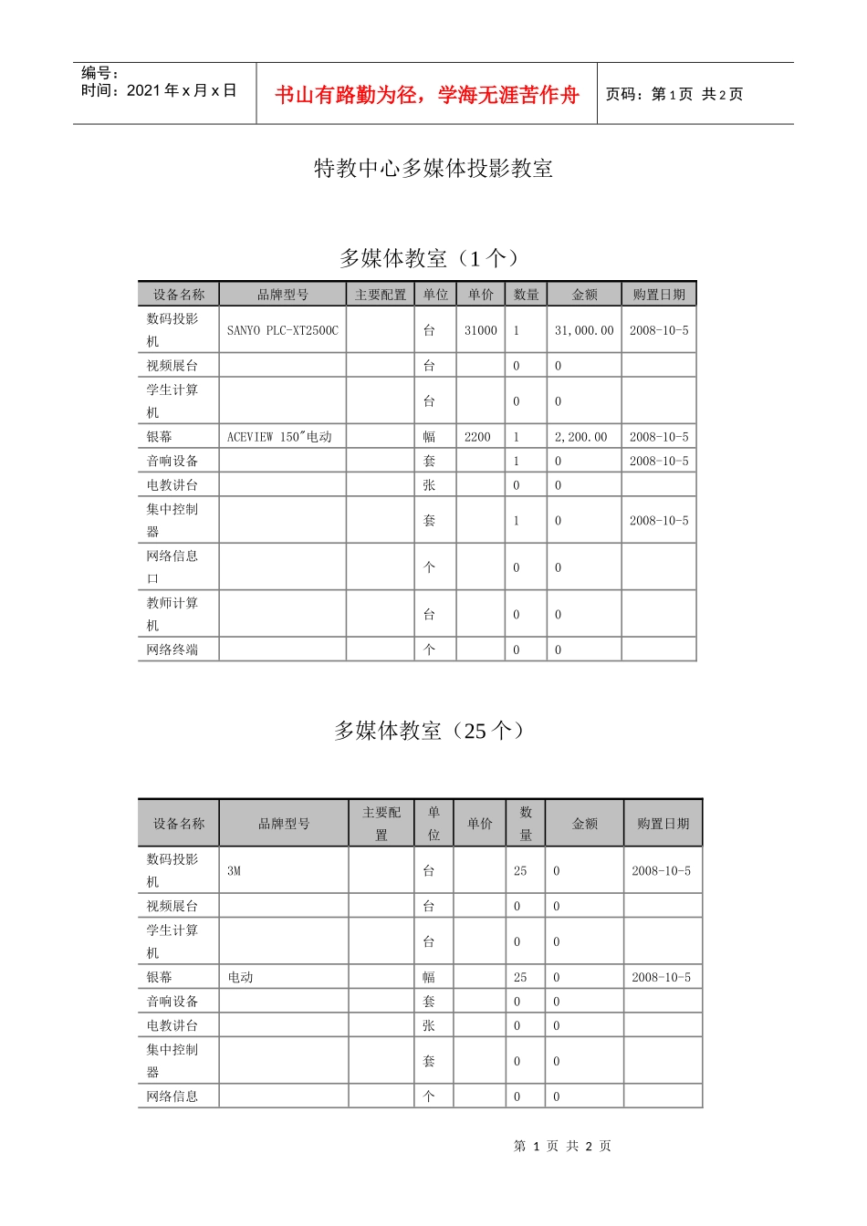 特教中心多媒体投影教室_第1页
