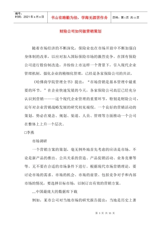 财险公司如何做营销策划方案