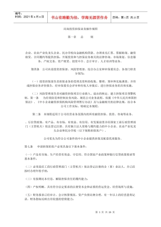 河南郑州投资担保业务操作规范