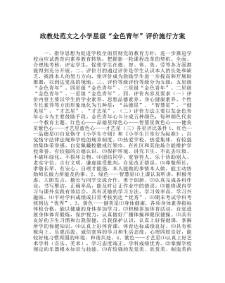 政教处范文小学星级“金色少年”评价实施方案 