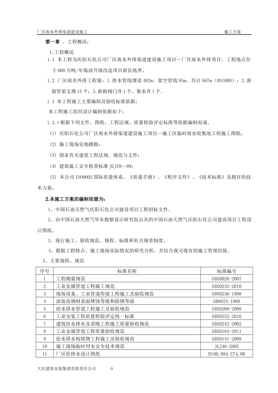 某厂区雨水外排渠道建设施工施工方案_第1页