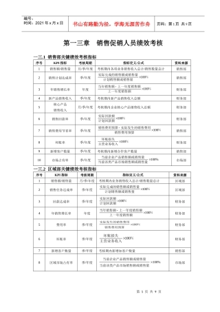 销售促销人员绩效考核