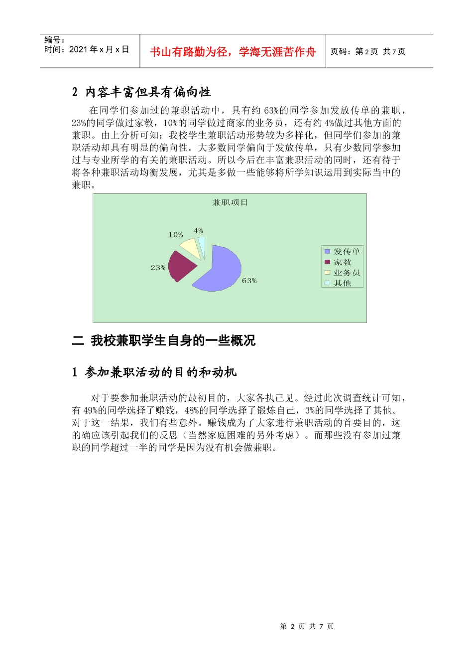 有关大学生课余兼职情况的调研报告_第2页