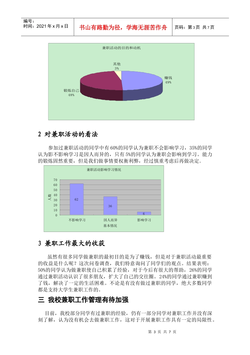 有关大学生课余兼职情况的调研报告_第3页