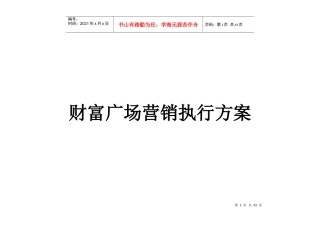 财富广场营销执行方案