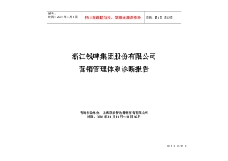 钱江啤酒营销管理体系诊断分析报告