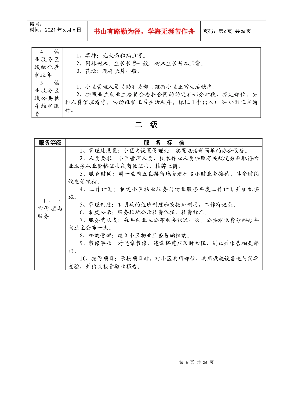 扬州市普通住宅物业服务等级标准介绍_第2页