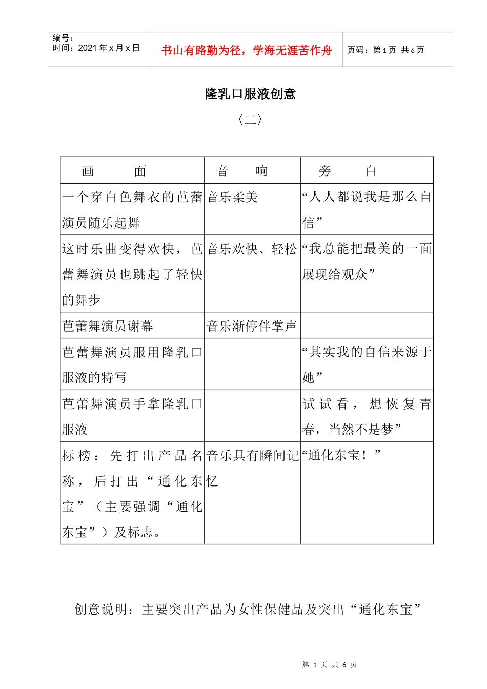 隆乳口服液电视广告创意_第1页