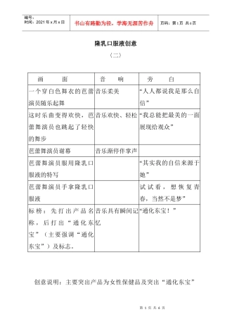 隆乳口服液电视广告创意