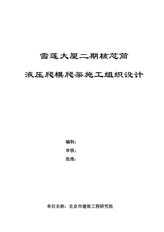 核芯筒爬模爬架施工方案