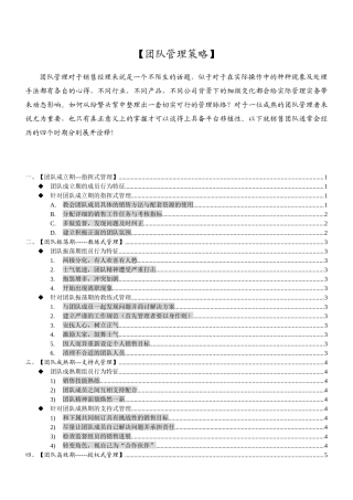 销售团队管理策略