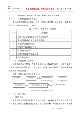 水电安装预留预埋施工方案