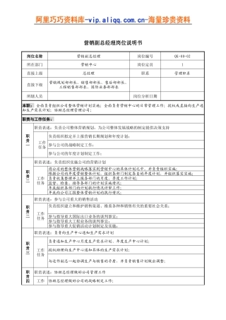 营销副总经理岗位说明书