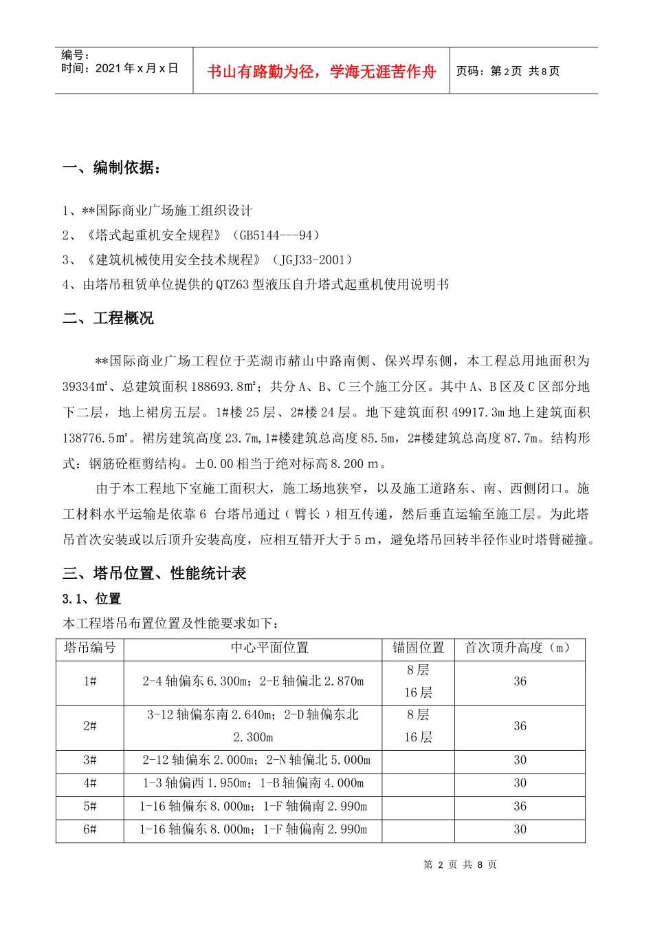 某国际商业广场工程群塔作业施工方案_第2页