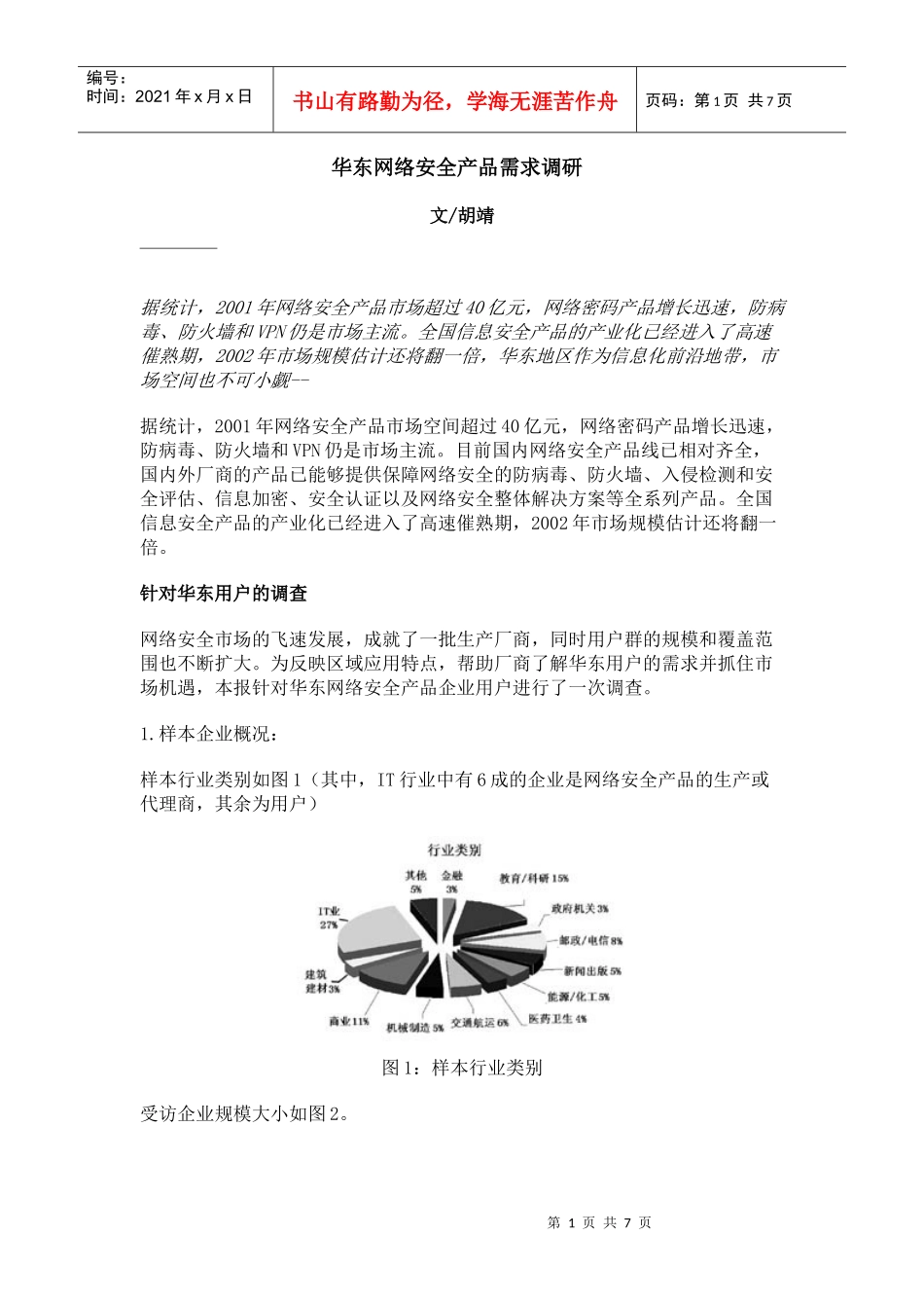 网络安全市场调研资料_华东市场_第1页