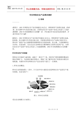 网络安全市场调研资料_华东市场