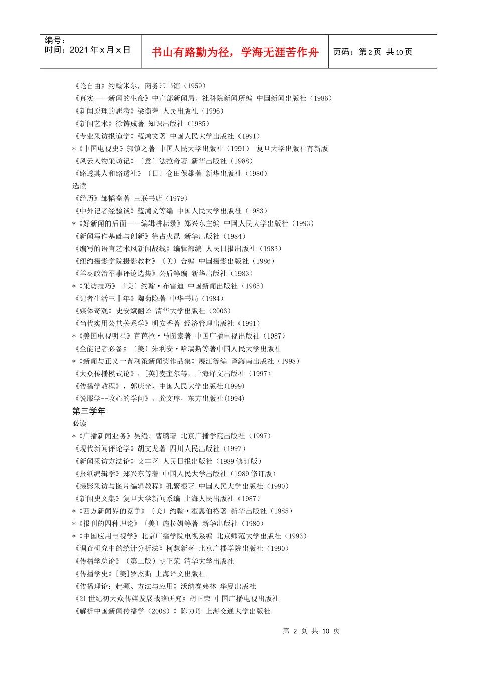 某汽车大学新闻学必读书目_第2页