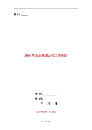 2024年企业集团公司工作总结