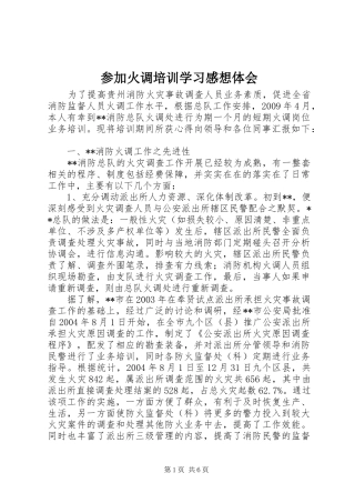 参加火调培训学习感想体会
