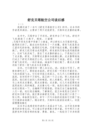 舒克贝塔航空公司读后感