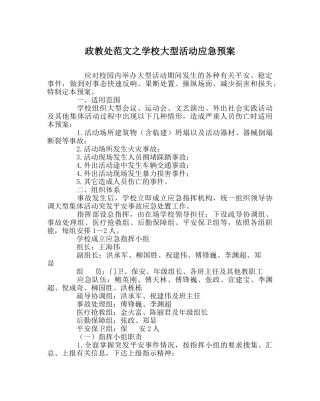 政教处范文学校大型活动应急预案 
