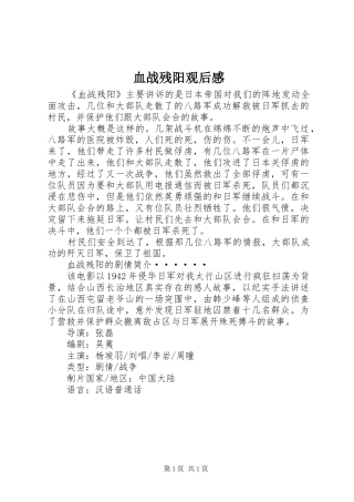 血战残阳观后感