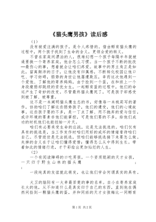 《猫头鹰男孩》读后感