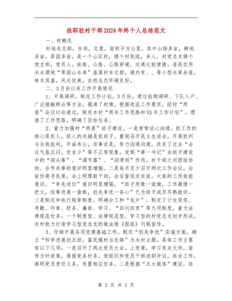 挂职驻村干部2024年终个人总结范文_第2页