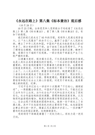 《永远在路上》第八集《标本兼治》观后感