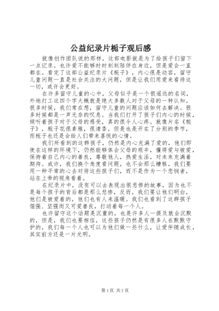 公益纪录片栀子观后感