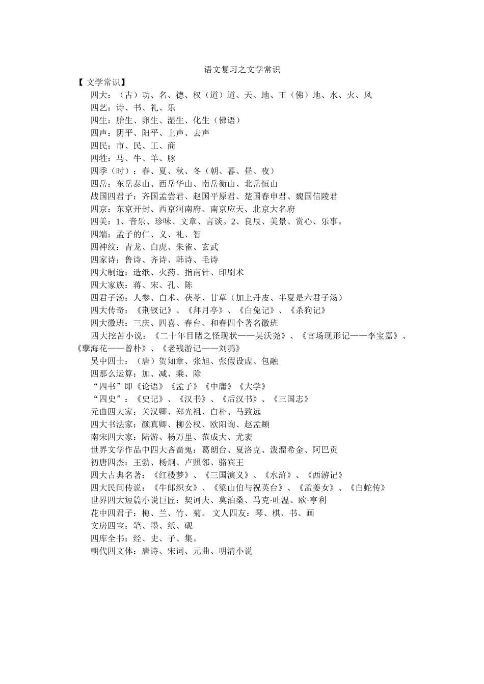 语文复ۥ习之文学常识精选 _第1页