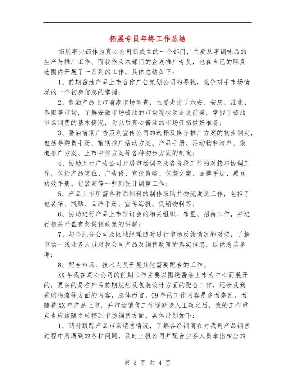 拓展专员年终工作总结_第2页