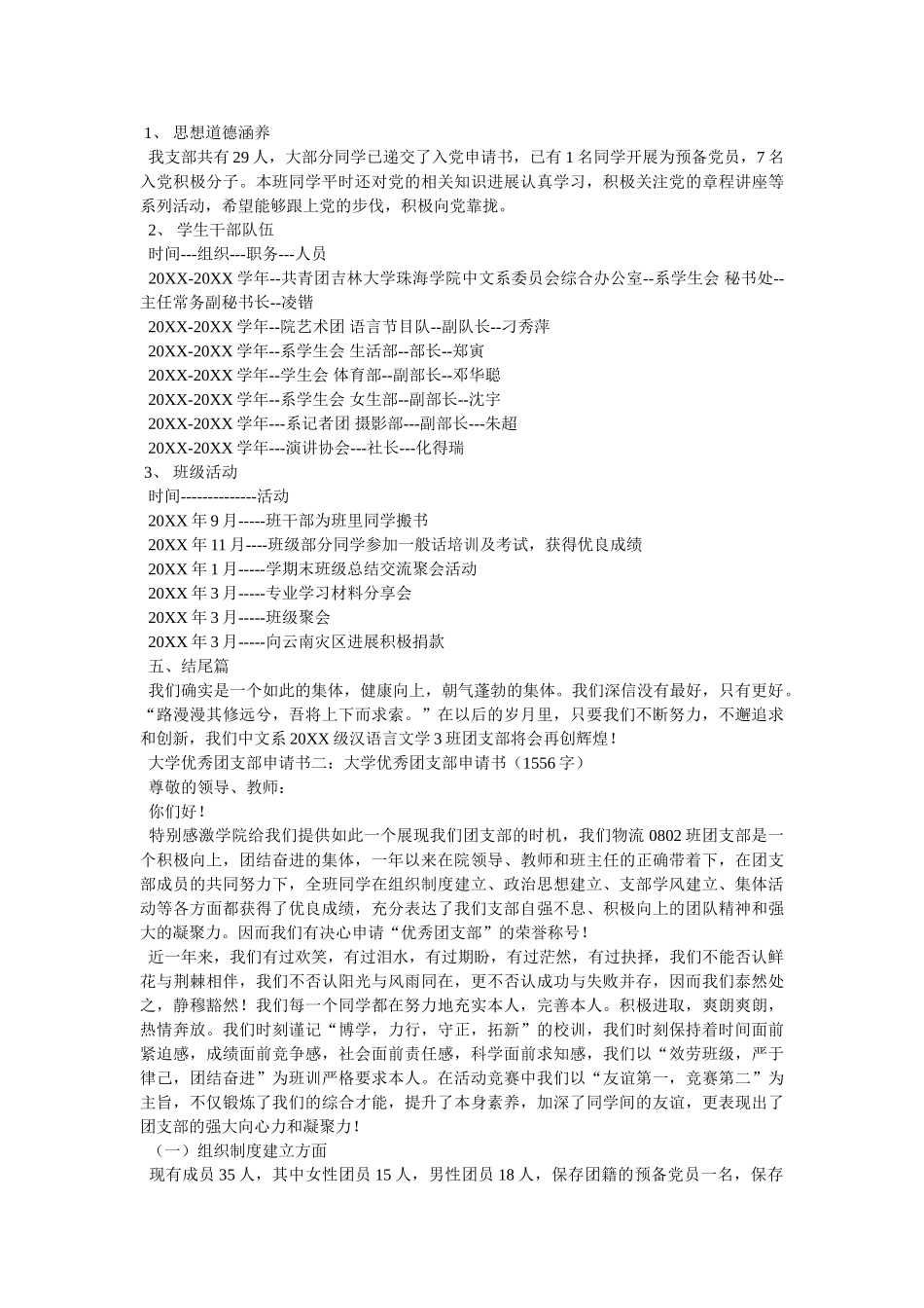 优秀团支部申请书 _第2页