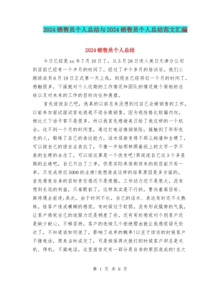 2024销售员个人总结与2024销售员个人总结范文汇编