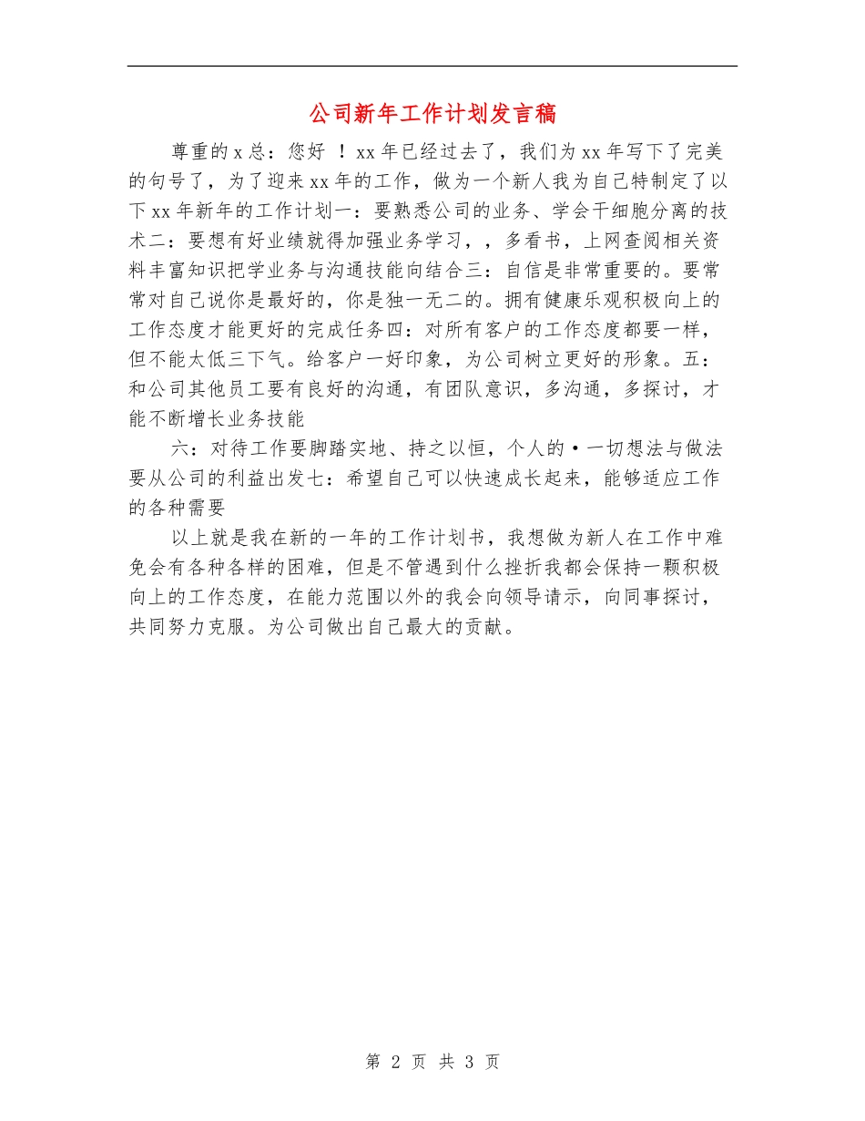 公司新年工作计划发言稿_第2页