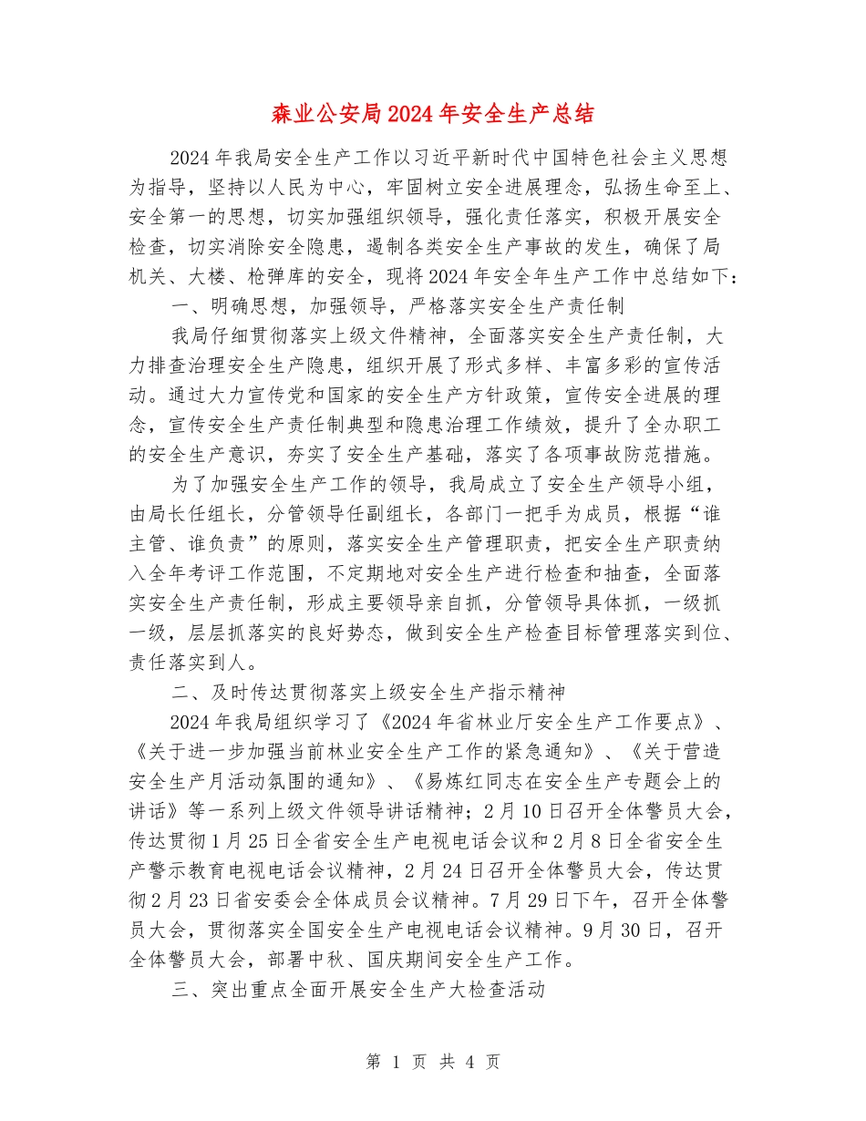森业公安局2024年安全生产总结_第1页