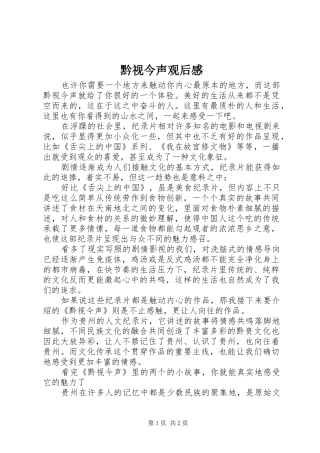 黔视今声观后感